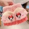 Oso Fresa Guantes Lindos para Niños Cubierta Plegable de Dibujos Animados Invierno Engrosado Cinco Dedos Cálido Medio Dedo Cubierta para Dedos de Escritura para Niñas