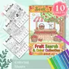 Novos pôsteres de colorir transfronteiriços 10 folhas/pacote, tema de frutas, caça-objetos e papel para rabiscar e colorir com desenho à mão divertido