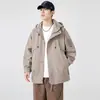 Chaqueta Dopamina para Hombre de Exterior, Marca de Moda, Elegante Estilo Casual Americano Juvenil de Montaña con Capucha Chaqueta de Trabajo
