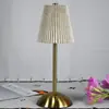 Luminária de mesa de tecido recarregável, luz noturna USB para exterior, luminária de cabeceira plissada transfronteiriça, luminária de mesa para ambiente de hotel, bar e pousada