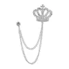 Broche de Corona de Cadena para Hombre Flor Doble Borla Joyería Traje Pin de Moda Accesorios Unisex