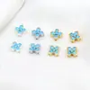 Pulsera de Flores de Cuatro Hojas con Piedra Turquesa Inlaidada con Perlas Espaciadoras de Zirconia de Oro Real de 18K que Conserva el Color Pulsera Collar Accesorios DIY C45