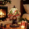 Nuevo producto transfronterizo: Lámpara de mesa brillante de Papá Noel y renos temática navideña, una artesanía de resina para decoración creativa del hogar.