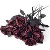 Flor Artificial de Rosa Única Blanca y Negra Flor de Seda para Decoración de Fiesta de Halloween, Accesorio para Fotografía de Bodas, Flor Artificial