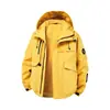 Chaqueta de trabajo de estilo americano moderna con bolsillos grandes, con capucha, para hombres y mujeres, adecuada para primavera, otoño e invierno, impermeable y a prueba de viento, ideal para senderismo
