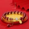 Pulseira de Cinnabar Falso Zhaocai Nafu Feminina Benmingnian Pulseira de Areia Dourada Roxa Falsa Areia Imperial Pulseira da Corrente Nacional Benmingnian Feminina