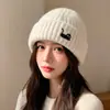 Chapéu de Lã com Circunferência de Cabeça Grande para Mulheres, Gorro Fashion para Outono e Inverno, Afina o Rosto, Chapéu Versátil com Proteção para Ouvido, Touca de Tricô Quente