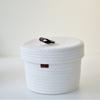 Cesta de Almacenamiento Grande Blanca de Algodón Nórdico con Tapa para Almacenamiento de Escritorio de Snacks, Controles Remotos, Cosméticos, Almacenamiento Estilo Ins