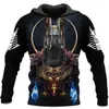Moda Primavera e Outono Quente Transfronteiriça Suéter 3D Masculino Guerreiro Viking Estampado Moda de Rua Moletom Clássico