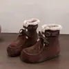 Estilo Old Money Botas de Nieve Gruesas de Felpa para Mujer 2026 Nuevas Llegadas de Invierno Botines Cortos Integrados de Cuero y Piel Zapatos de Algodón Cálidos para Mujer