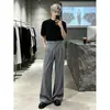 Pantalones casuales de hombre estilo retro americano 2026, plisados, fluidos, con textura, corte holgado, adelgazantes, versátiles, de pierna recta ancha