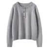 Camiseta básica de punto con cuello redondo, 35% cachemir, nueva colección otoño/invierno 2026 para mujer, de alta gama, versátil, top de corte holgado, suéter