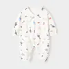 Macacão Bebê Classe a de Algodão Puro com Amarração, Macacão para Recém-Nascido com Coberturas para Mãos e Pés, Costura Fluorescente Roupa Íntima para Recém-Nascido