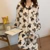 Pijama de manga longa listrado com estrelas Delu estilo desenho animado feminino Fofo estilo coreano ins celebridade online do WeChat roupa de casa primavera e verão conjunto de duas peças