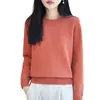 Camiseta base de punto grueso de algodón puro negro para mujer, suéter de cuello redondo estilo francés, nuevo modelo 2026, holgado, casual, top cálido