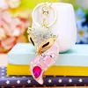 Corona Incrustada de Diamantes Colección Zorro Llavero de Coche Colgante para Bolso de Mujer Anillo de Llavero Metálico Regalo Transfronterizo Venta al por Mayor