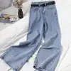 Jeans Feminino 2022 Outono Novo Retrô Meninas Cheinhas Cintura Alta Reta Solto Tamanho Grande Calças de Perna Larga Verão