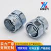 Conector de manguera de metal galvanizado al por mayor en stock, conector de tubería con manguito de tarjeta de tres columnas con tapa hexagonal, conector de manguera recubierto de plástico