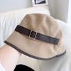 Hebilla de Cinturón de Color Contrastante Sombrero de Pescador Retro Lijado para Mujer Otoño e Invierno Nuevo Sombrero de Cubeta Cálido Todo Fósforo Sombrero de Tela Casual Simple Tendencia