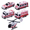 Camión de Bomberos y Avión Set de 5 Piezas Ambulancia/Coche de Policía/Vehículo de Ingeniería/Vehículo Militar Serie Decoración para Pastel de Hornear Modelo de Coche