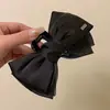 Popular pinza para el pelo de tela esponjosa con encaje de estrellas y lazo de gasa de burbujas, pinza de garra extragrande para recogidos en la parte posterior de la cabeza
