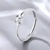 Anel stackable simples estilo ins com cravação em garra de quatro pontas 4,2 mm em prata de lei maciça S925 para diamante, DIY