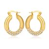 Pendientes de Nicho Modernos con Media Cara Incrustados de Diamantes en Forma de U de Acero Inoxidable Pulido Dorado Fabricante Pendientes Versátiles de Venta Caliente