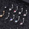 Anel de Aço Inoxidável 316L Pacote Único Anel de Umbigo com Strass Joia para Piercing de Corpo Humano Suprimento de Joia de Umbigo de Diamante