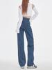 Jeans retro de pierna ancha cruz irregular retro rectos sueltos de pierna ancha pantalones de mujer de cintura alta para trapear