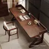 Escritorio doble de madera maciza con división, mesa larga de escritura para uso doméstico, escritorio de computadora estilo antiguo, escritorio simple para estudiante