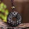 Jingyao 7a obsidiana de hielo obsidiana dorada hebilla de anillo doble valiente collar de anillo de la suerte 4 colgante de cristal de moda