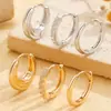 Pendientes de Aro Redondos Lisos de Venta Caliente Transfronterizos Europeos y Americanos, Aretes de Clip de Moda Minimalista Tendencia Temperamento, Pendientes para Mujer, Venta Directa del Fabricante
