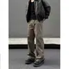 Jeans retro americanos de calle para hombre para primavera y otoño, marca nicho de moda, pantalones rectos de ajuste limpio color marrón Maillard