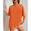 Camiseta básica lisa de poliéster de manga corta y cuello redondo para hombre y mujer, estilo pareja, top casual, especial transfronterizo