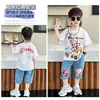 Ropa de Verano para Niños Conjunto de Jeans de Coche Verano Niño Pequeño Guapo Manga Corta Dos Piezas Ropa de Bebé