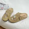 Pantuflas Retro Baotou para Mujer 205 Primavera y Otoño Ropa de Exterior Nuevos Zapatos de Mezclilla Birkenstock Zapatos Muller para Mujer Zapatos Perezosos
