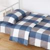Ropa de cama de tres piezas para estudiantes de dormitorio de clase A, algodón azul, gris y blanco a cuadros, sábana individual, funda de edredón