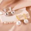 Pendientes de Zircona con Forma de Hoja y Perla de Lujo Ligero Estilo Francés, Elegantes y de Temperamento Único, Pendientes Pequeños Estilo Chanel, Pendientes de Moda y de Alta Gama