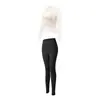 Conjunto de yoga feminino para o outono: top leve de manga comprida e calça comprida esportiva, modelador e respirável, perfeito para corrida e versátil para várias atividades