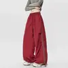 Calça Cargo Masculina Tendência, Estilo High Street, Calça Esportiva Casual, Comprimento Total, Calça com Cordão e Listra Lateral para Casal