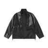 Blackhoop Marca Americana de Moda Chaqueta de Piel Sintética Abrigo Negro para Hombres y Mujeres Diseño de Pareja Elegante Chaqueta Biker B15