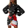 Transfronterizo 2023 Invierno caliente nuevo estampado navideño ajustado tubo manga de farol manga larga vestido navideño europeo y americano