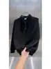 Moletom Splicing Elegante Simples Cor Pura Gola Alta Meio Zíper Outono e Inverno High Street Base Pesada Top Jovem Bonito