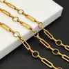 Aço Titânio Cor Ouro Real 18K Corrente Acessórios para Colar Pulseira DIY Corrente Longa de Elo Oval Figura de Oito Atacado Cor Conservada Corrente Solta