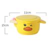 Pato Amarillo Bebé Vajilla de Acero Inoxidable 304 Bebé Recién Nacido Dibujos Animados Resistente a Caídas No Quema las Manos Tazón de Sopa con Asa
