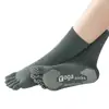 Nuevos Calcetines de Yoga de Longitud Media para Mujer de Otoño e Invierno, Calcetines Antideslizantes de Cinco Dedos con Talón, Calcetines Deportivos Rayados Modernos que Absorben el Sudor