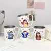 Un Juego de Cuatro Vasos para Enjuague Bucal Familiar para Uso en Casa 304 Lindos de Acero Inoxidable para Niños Apariencia Elegante Pareja Cepillado de Dientes y Lavado Dibujos Animados Ins