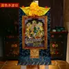 Pintura Colgante Thangka Nepal Algodón Pigmento de Minerales Naturales Pintura Corazón Pintura Decorativa Tarjeta Negra Madre Verde Estatuas de Buda 0.65m