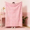 Manta de Franela a Cuadros Hecha a Medida con Logo de Fábrica Manta para Siesta en la Oficina Manta Cubierta Espesa con Estampado a Cuadros