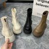 Botas con Cremallera Trasera para Mujer 2025 Otoño Nuevas Botas Individuales Suela Gruesa Altas Versátiles Estilo Británico Botines para Personas Pequeñas